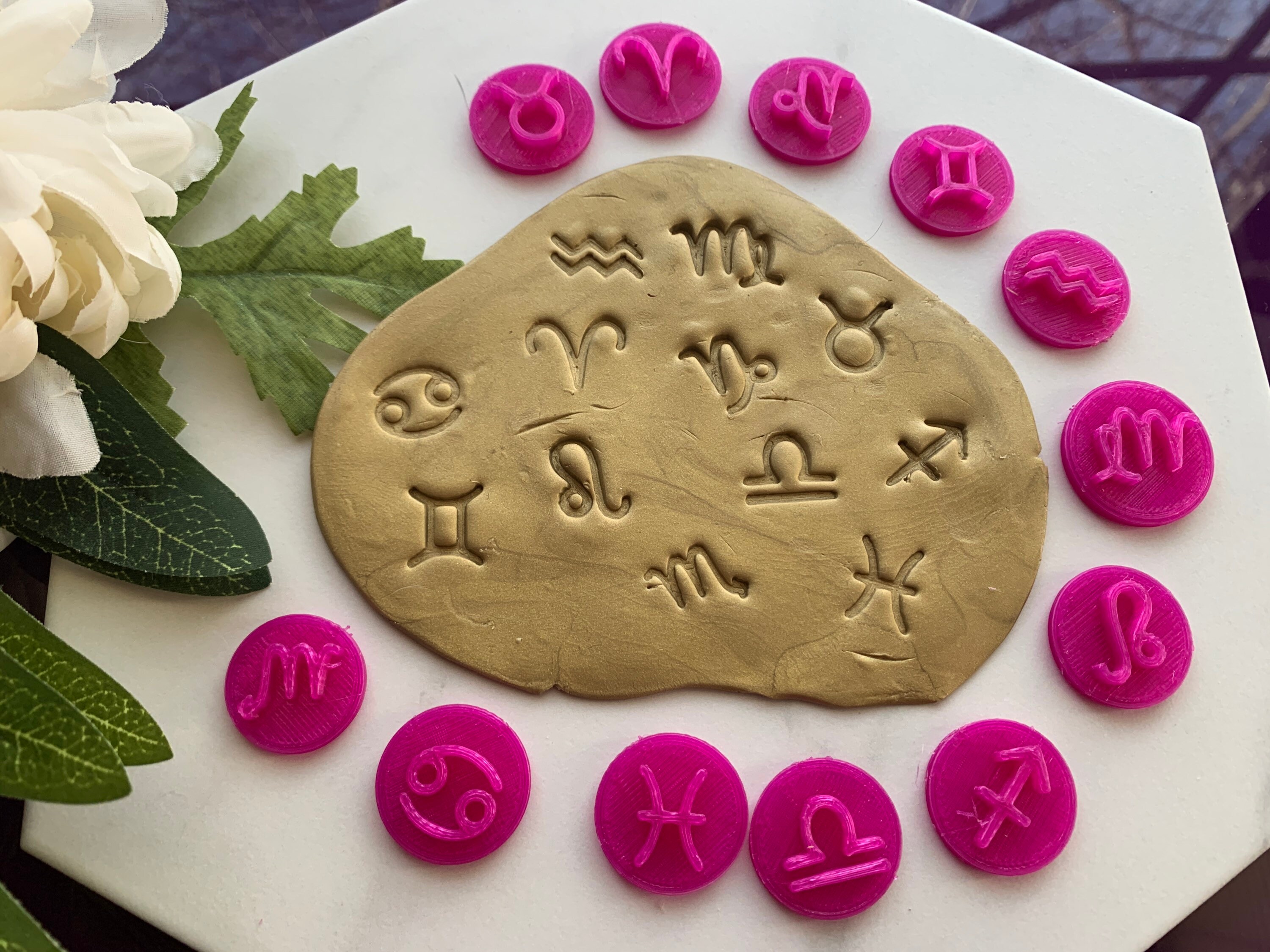 Zodiac Symbol Clay Stamps - Polymer Clay Embosser Set, Soap Press, Ce…