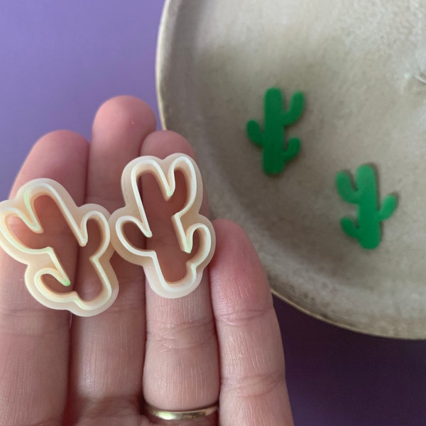 3 Branch Cactus Polymer Clay Cutters - 2 Piece Set - Western Simple Sharp Crafting Tool for Earring Making, Jewelry Creations, Cookie Cutter