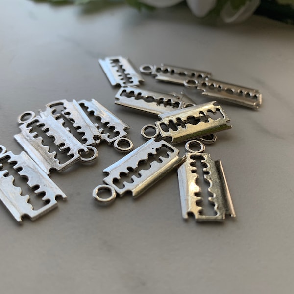 Razor Blades    CHARM for Earring Making | Polymer Clay Jewelry Supplies | Wholesale Craft | Brass or Zinc Alloy