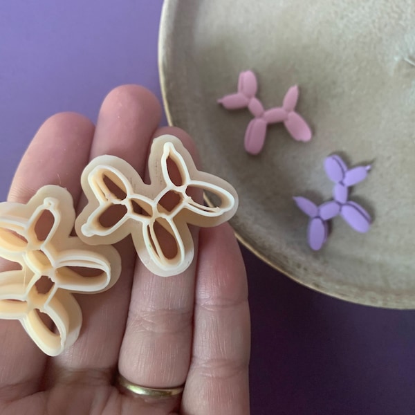 Balloon Dog Polymer Clay Cutters - Embossed Sharp Crafting Tool for Earring Making, Jewelry Creations, Cookie Cutter or Fondant