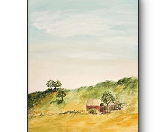 Ranch Life - Hand-Painted Landscape Acrylic Art – Canvas Wall Decor
