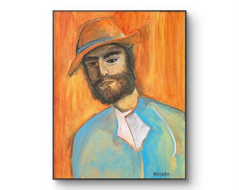 Fredrick - 11x14 Colorful Acrylic Portrait Painting on Canvas Signed