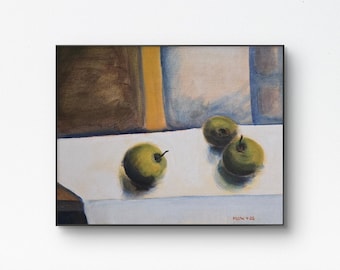 Apples - 11x14 Colorful Acrylic Still Life Painting on Canvas Signed Original