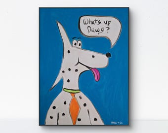 Dawg - 11x14 Colorful Acrylic Dog Painting on Canvas Signed Original