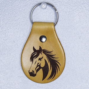 Horse Head Leather Keychain