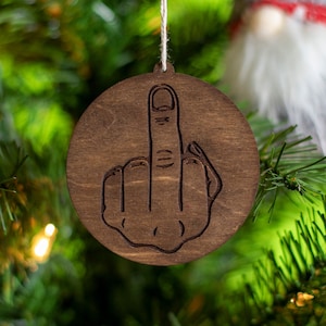 Middle Finger F-you Wooden Ornament