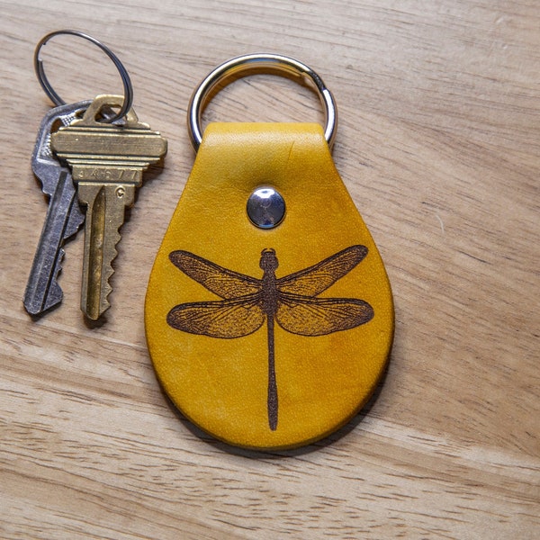 Dragonfly Leather Keychain