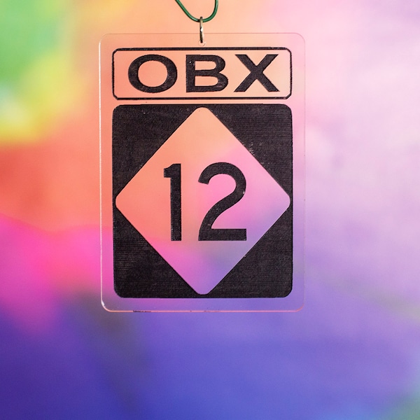 OBX Highway 12 Road Sign Hand Painted  Ornament, Outer Banks