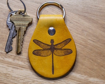 Dragonfly Leather Keychain