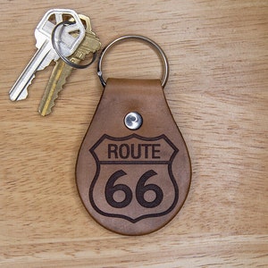 Route 66 Leather Keychain