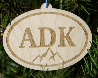 ADK Adirondack Mountains Wooden Ornament
