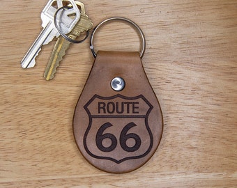 Llavero de cuero de la Ruta 66
