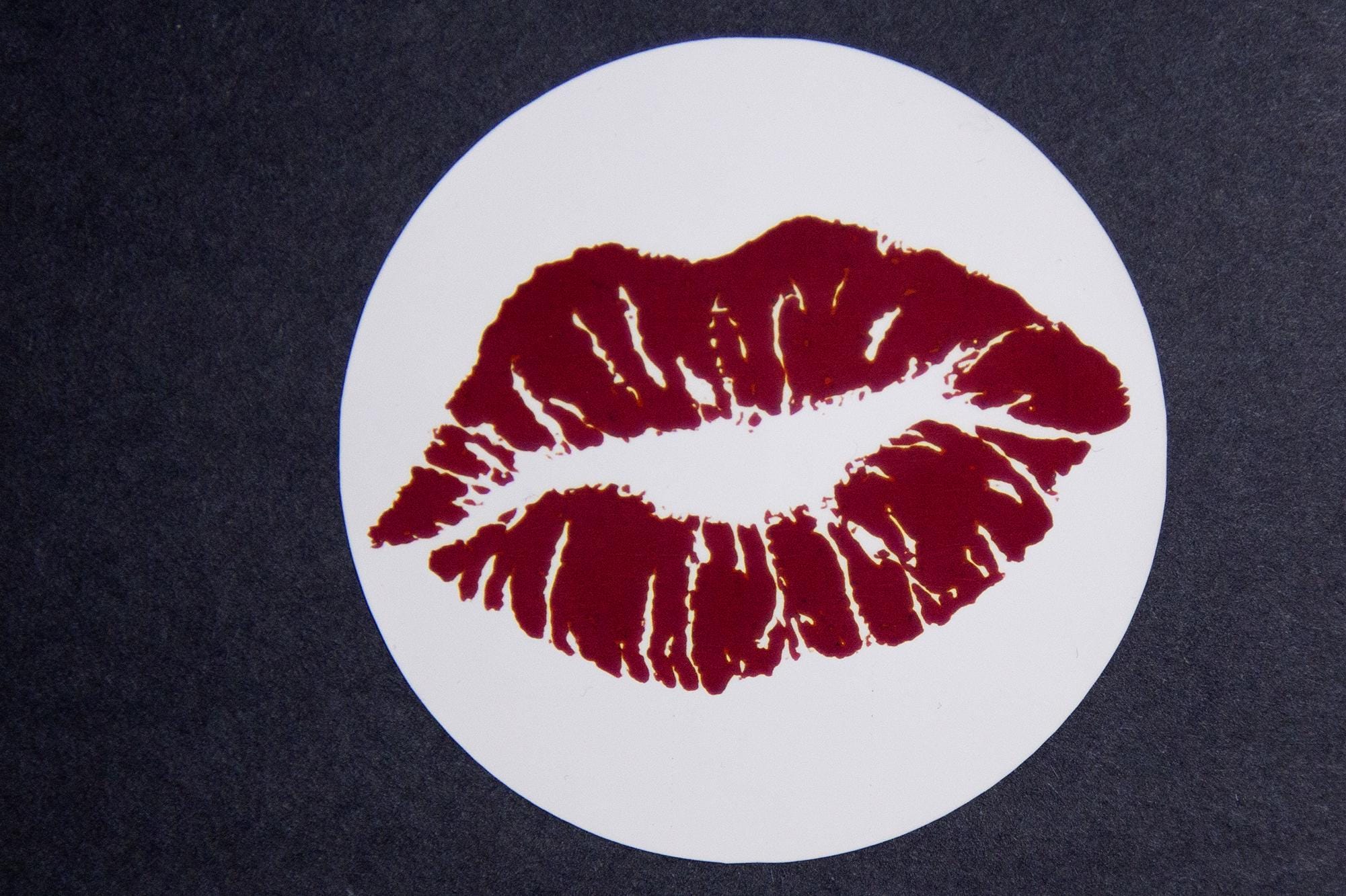 Snarling Lips Sticker Lips Round Vinyl Sticker - Etsy
