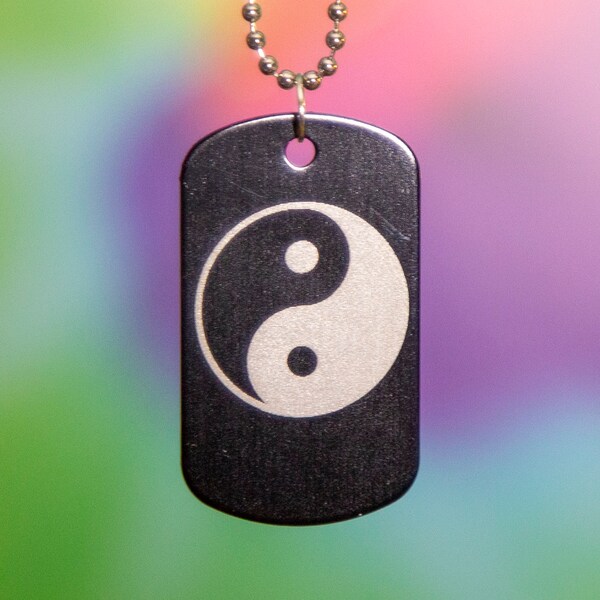 Yin Yang Chinese Symbol Dog tag Necklace