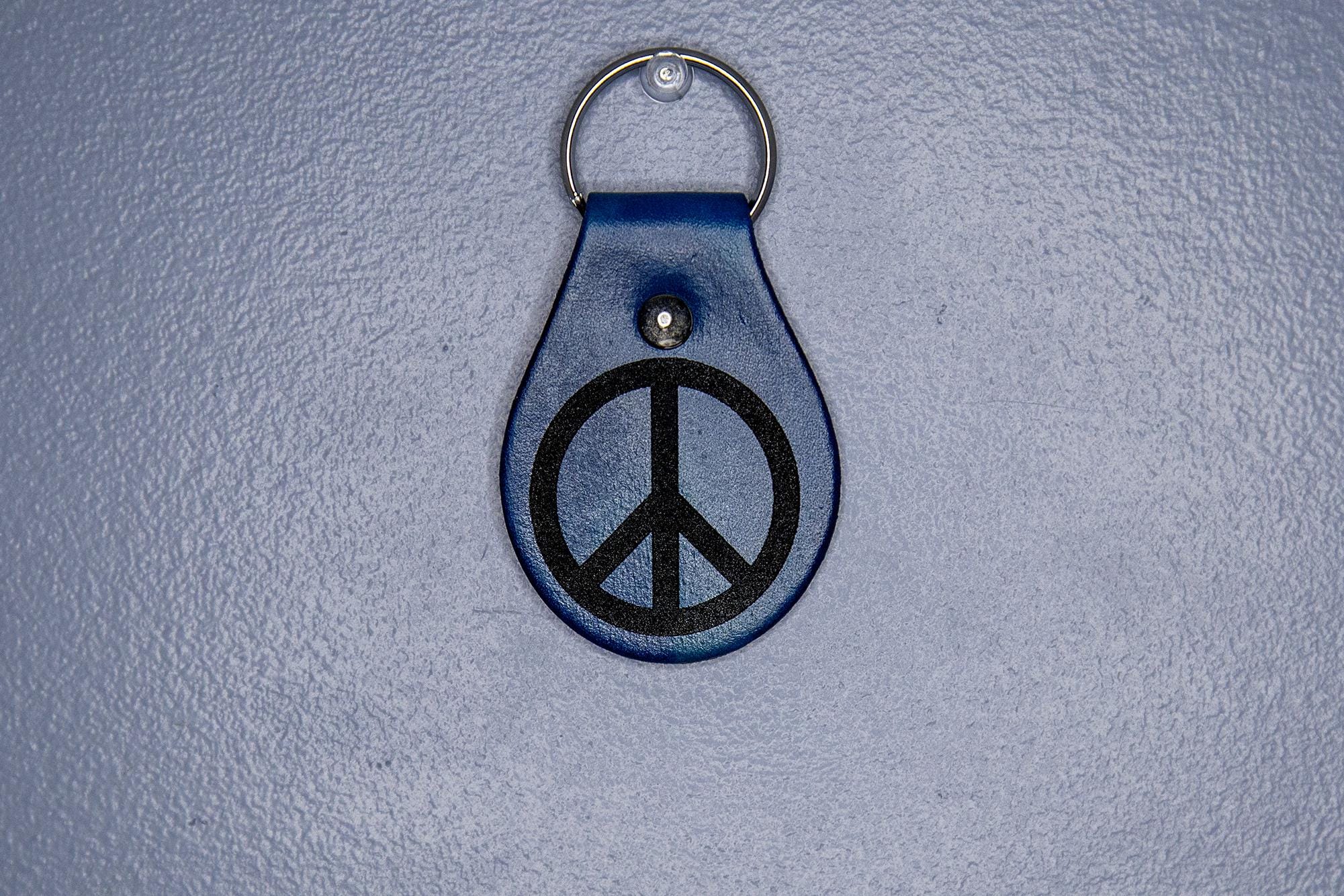 Leather Peace Sign Keychain - Etsy
