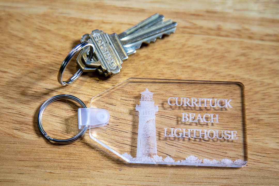 Lighthouse Key Chain Currituck Beach Lighthouse Corolla NC. Plastic Key Chain OBX - Etsy