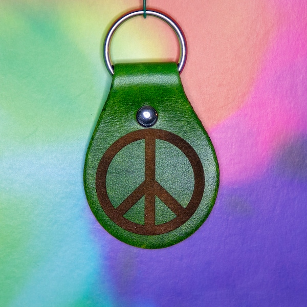 Leather Peace Sign Keychain