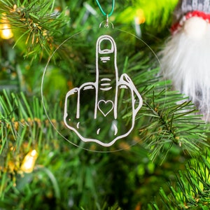 Middle Finger F-you With Love Heart Ornament