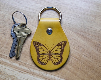 Butterfly Leather Keychain