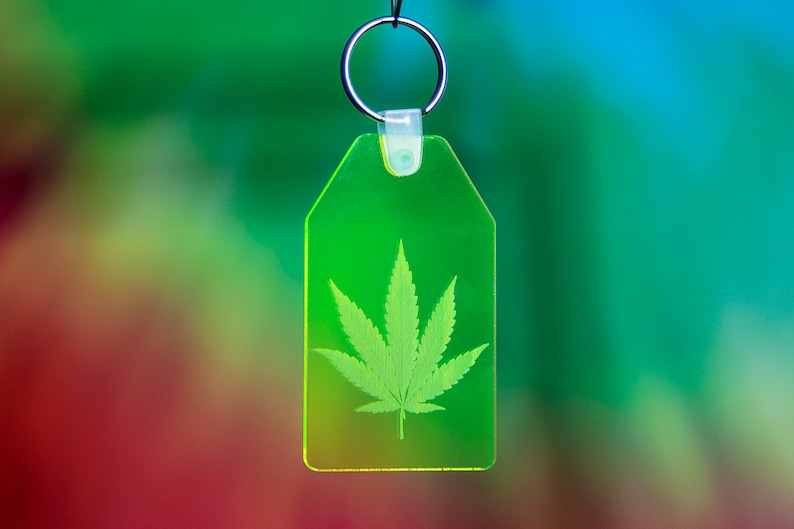 Cannabis Marijuana Leaf Plastic Key Chain Pot Leaf