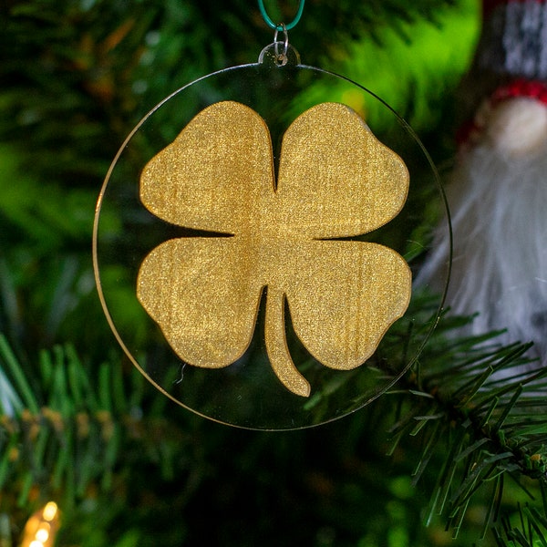 Hand Painted 4 Leaf Clover Ornament, Shamrock