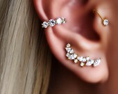 Moon Earrings, Boho Earrings, Celestial ear climber, Ear Climbers, Gold Ear Climbers Sterling Silver Moon Ear Climbers