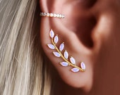 Opal Ear Crawler, Opal Ear Climber, Gold Ear Climber, Silver Ear Crawler, Opal Earrings, Earrings for bride