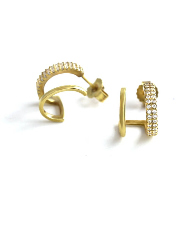 Fake Second piercing hoops Double Hoops Thick Hoop Earrings Etsy