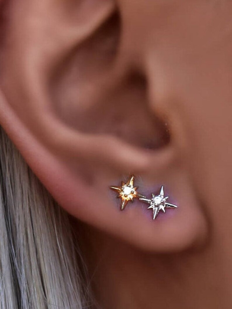 Tiny stud earrings Gold Star Earrings Celestial Earrings Minimalist earrings