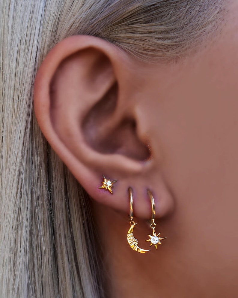 Tiny stud earrings Gold Star Earrings Celestial Earrings Minimalist earrings