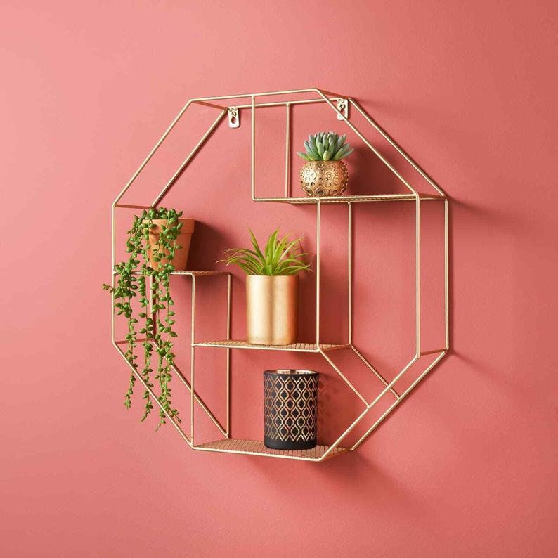 MUST HAVE Floating Shelves Gold or Rose Gold Hexagon Modern Etsy