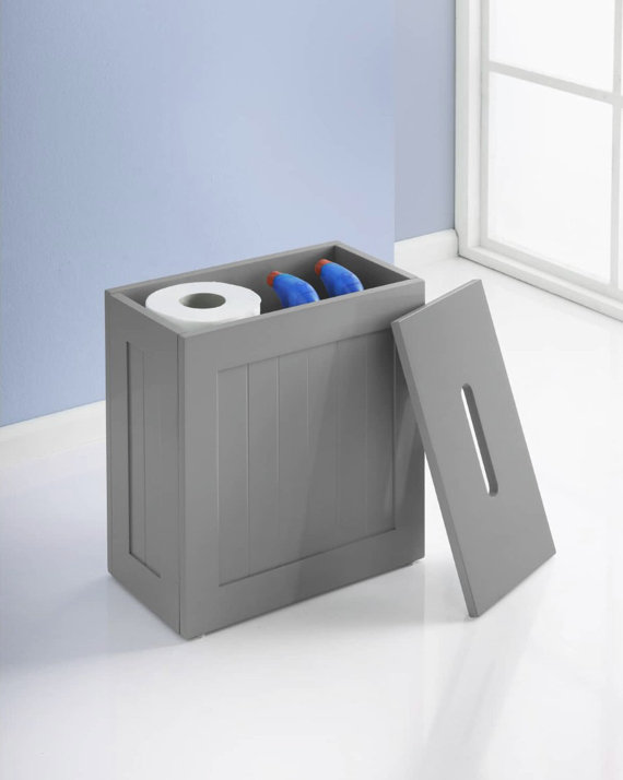 Graue Badezimmeraufbewahrung aus Holz Aufbewahrungsbox | Etsy