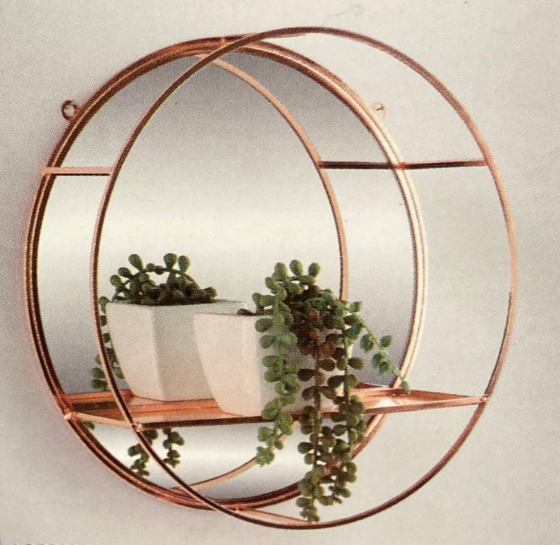 New Mirrored Round Floating Shelf Gold Rose Gold & Silver Etsy