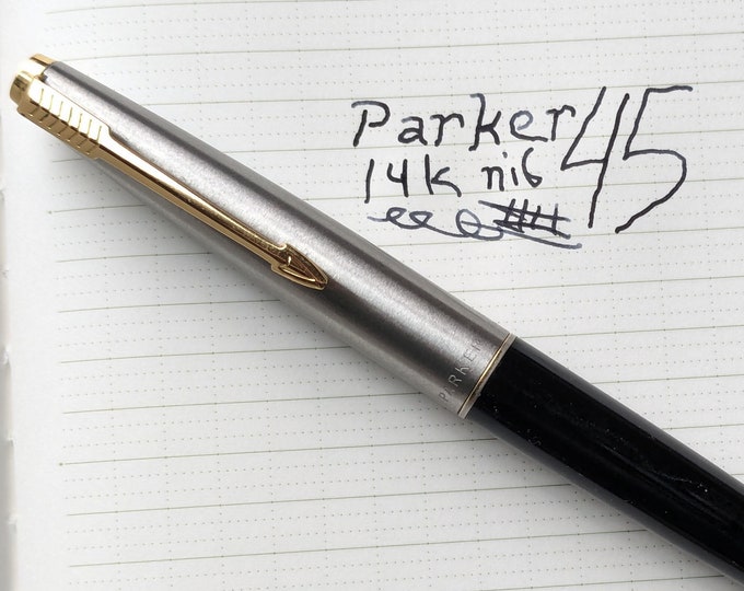 Parker 45 GT Vintage Fountain Pen With Medium 14k Gold Nib — Chrome Cap ...