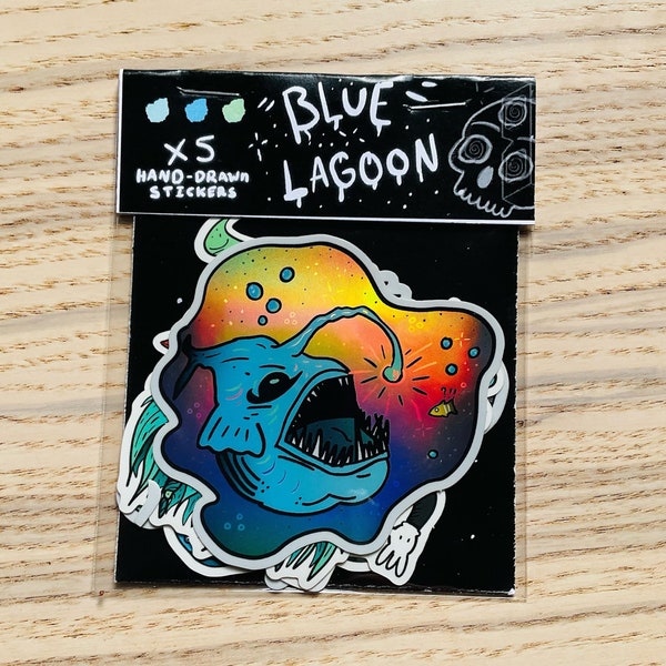 Blue Lagoon (5x Hand-Drawn Stickers)