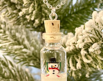Snowman Snow Globe Necklace