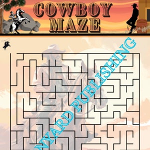 Printable Cowboy Maze  - Digital Activity for Kids Teachers and Adults 1 Puzzle and 1 Answer