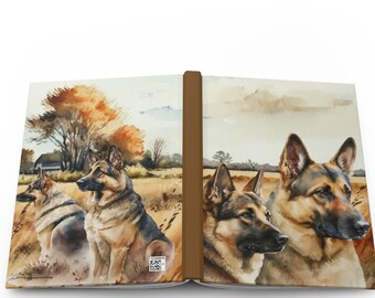 German Shepherd Classic Watercolor Farm Lined Journal  - 150 page (75 sheets) Lined Hardback Journal | German Shepherd Gift for Dog Lovers