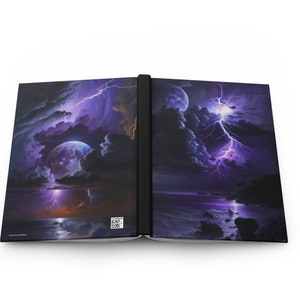 Purple Lightning Lined Journal  - 150 page (75 sheets) - Electric Lightning Moon