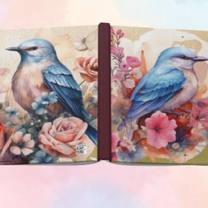 Blue Bird and Roses  Lined Hardback Journal- 150 page (75 sheets)
