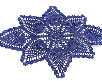 Pineapple Doily Blue 13 x 10 inch