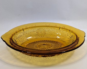 Daisy Amber Oval Vegetable Bowl by INDIANA GLASS circa 1940s