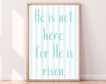 He is Risen Easter Print, Matthew 28:6 KJV (Digital Download)