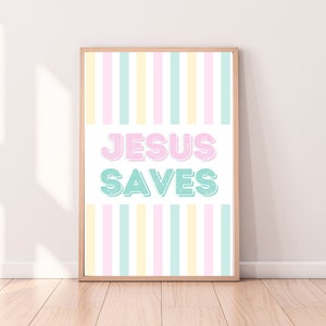 Jesus Saves Easter Art Print Easter Printable Easter Wall Art Jesus Saves Christian Easter Decor Christian Wall Art Easter God Easter Decor