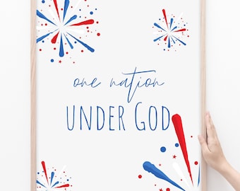 One Nation Under God Sign, 4th of July Printable (Digital Download)