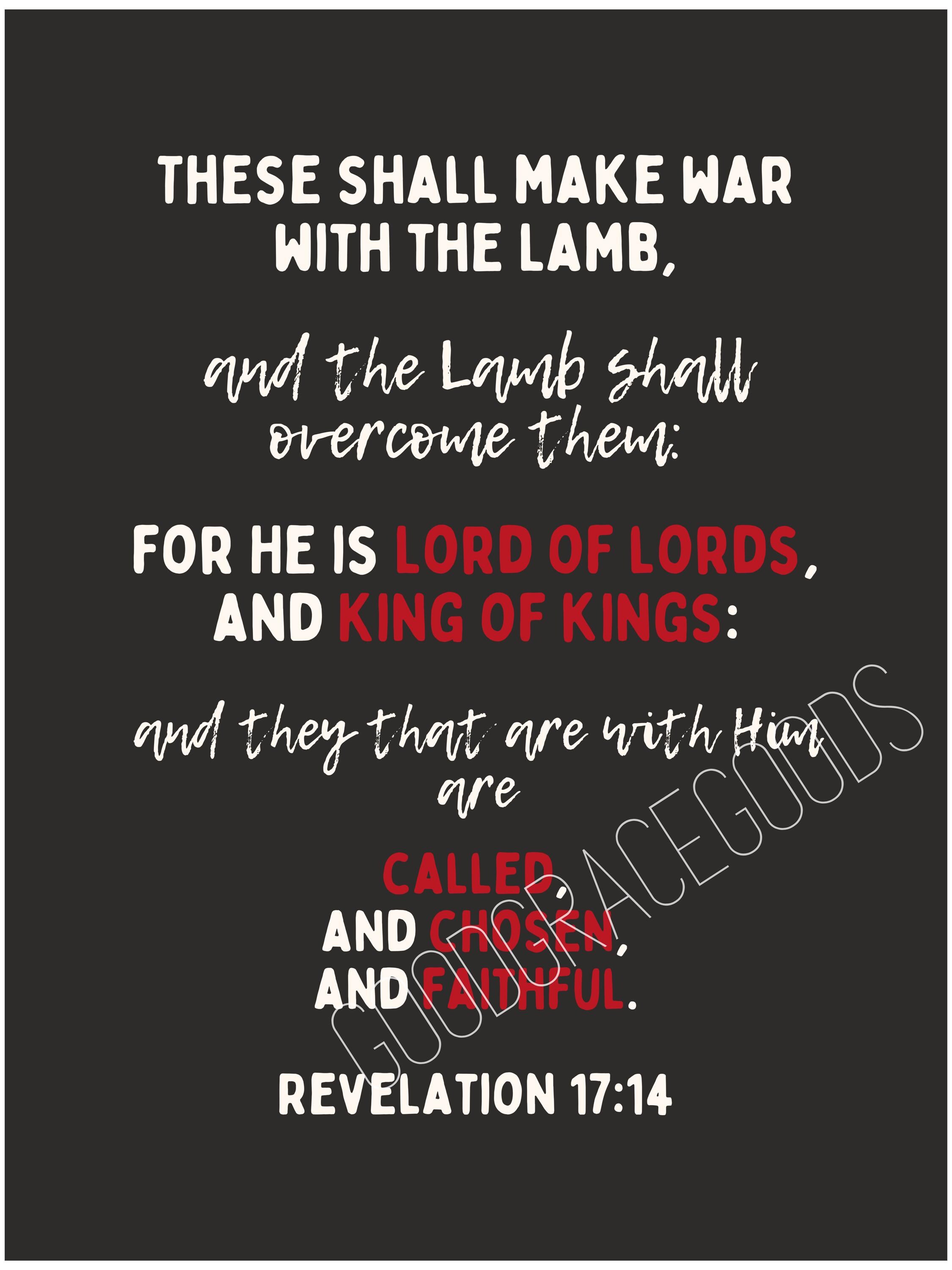 Revelation 17:14 King of Kings Lord of Lords Bible Verse Art (digital ...