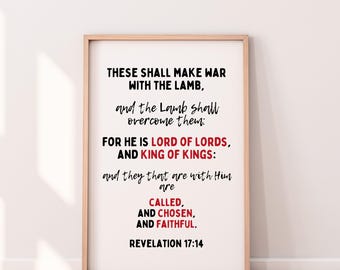 Revelation 17:14 KJV King of Kings Lord of Lords Christian Art (Digital Download)