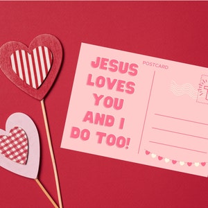 Karte zum Valentinstag Kinder Valentinstagskarten für Schule Kirche Valentinstagskarten Jesus liebt dich Valentinstag Karte 15x20 Karte Jesus liebt dich Print