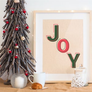 Christmas Joy Sign Christmas Digital Prints Christmas Home Decor Christmas Decor Christmas Wall Art Joy Sign Red and Green Classic Christmas