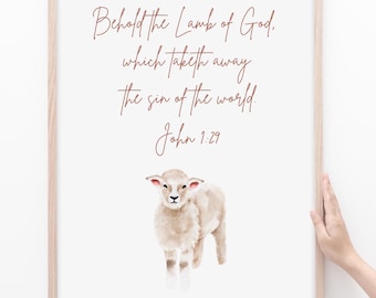Lamb of God Easter Print, John 1:29 KJV (Digital Download)
